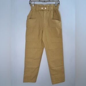 Elodie Paper Bag Waist Straight Leg Pant Size Small~ Olive Color ~ High Rise~NEW